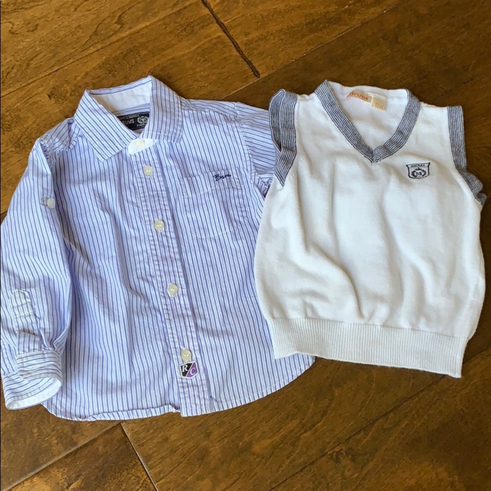 Baby Boy Brums Dress Shirt and Sweater Vest